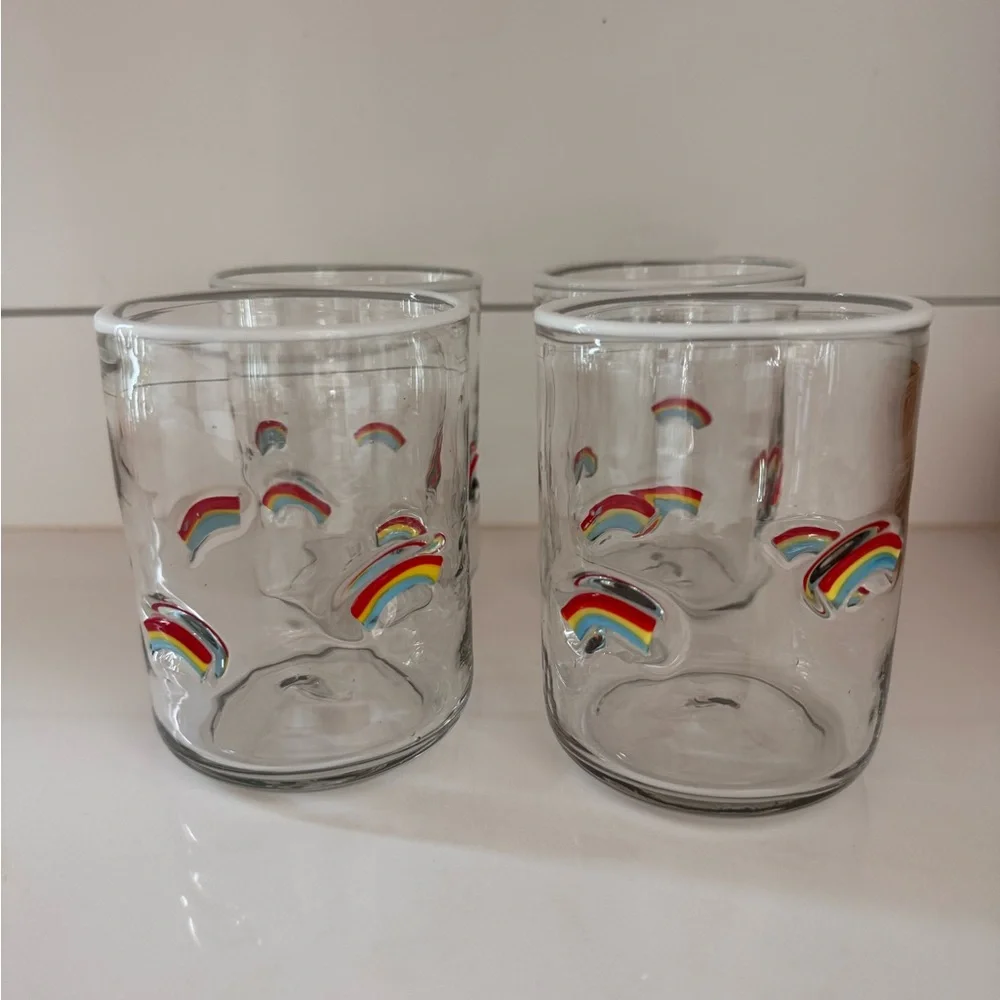 Set of 4 Anthropologie Icon Rainbow Drinking Glasses